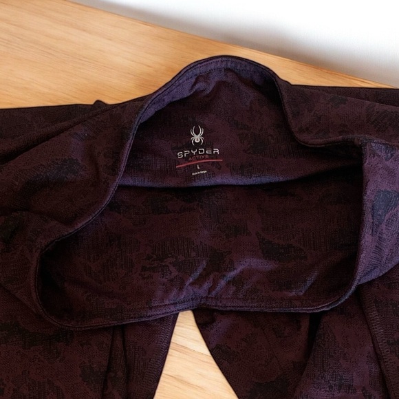 SPYDER High Waisted Printed Leggings Wine Camouflage Print Large Workout BAL… - Picture 10 of 14